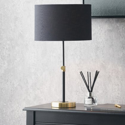 Pacific Bryce Black Gold Metal Rise and Fall Table Lamp