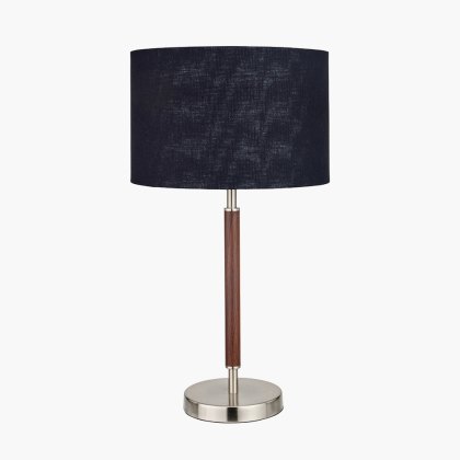 Pacific Gianni Brushed Silver and Wood Effect Table Lamp Pacific Gianni Brushed Silver and Wood Effect Table Lamp