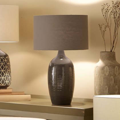 Pacific Abbie Etched Graphite Ceramic Table Lamp