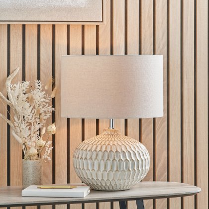 Pacific Cassius Warm White Texture Glaze Ceramic Table Lamp