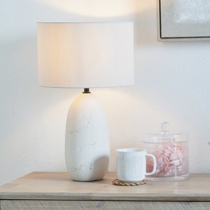 Pacific Erika White Vintage Textured Ceramic Table Lamp