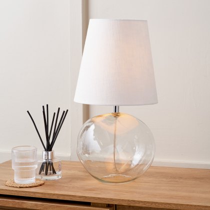 Pacific Hallie Clear Glass and White Shade Table Lamp