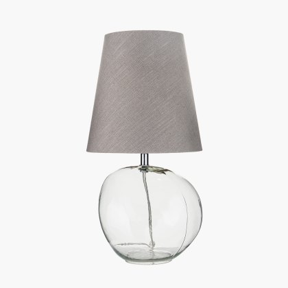 Pacific Hallie Clear Glass and Grey Shade Table Lamp Pacific Hallie Clear Glass and Grey Shade Table Lamp