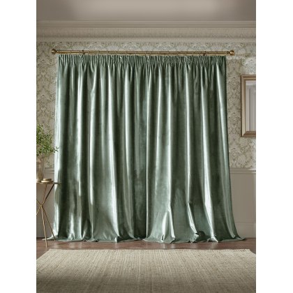 Laura Ashley Loretta Velvet Sage Green Curtains