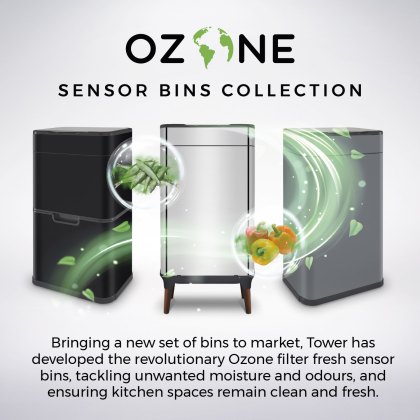 Tower Ozone 60L Sensor Stainless Steel Bin