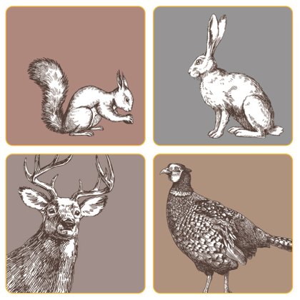 Tradestock Woodland Animals Cork Backed Coasters set of 4 Tradestock Woodland Animals Cork Backed Coasters set of 4