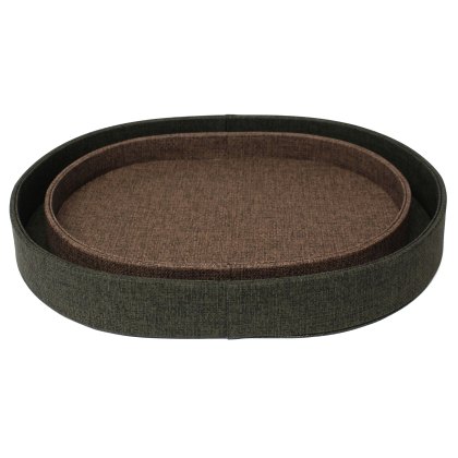 Tradestock Olive Brown Textured Faux Leather Tray set of 2 Tradestock Olive Brown Textured Faux Leather Tray set of 2