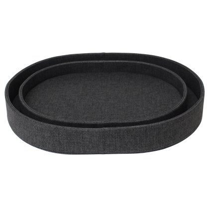 Tradestock Black Textured Faux Leather Tray set of 2 Tradestock Black Textured Faux Leather Tray set of 2