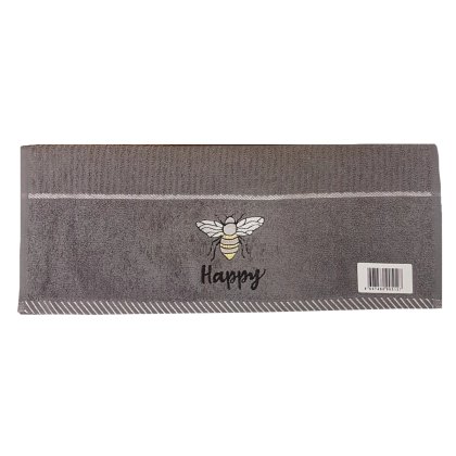 Bee Happy Dark Grey Kitchen Towel Bee Happy Dark Grey Kitchen Towel