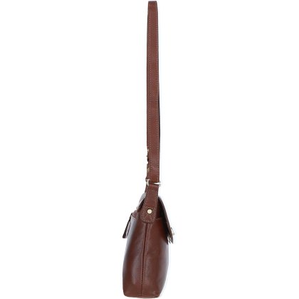 Small Tan Leather Turn Lock Crossbody Bag