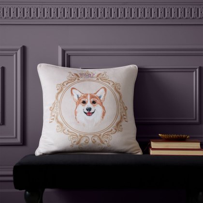 Mr Newton Corgi Filled NAtural Cushion