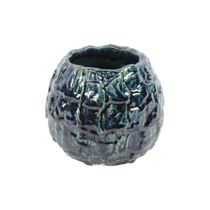 Felicitas Small Round Dark Blue Flowerpot Felicitas Small Round Dark Blue Flowerpot
