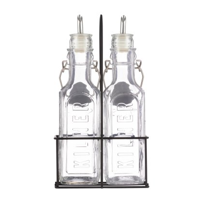 Kilner Set of 2 Oil Bottles in Metal Rack Kilner Set of 2 Oil Bottles in Metal Rack