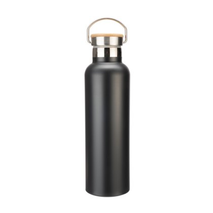 &Again Double Wall Bottle with Bamboo Lid Midnight