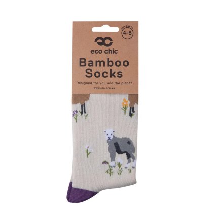 Eco Chic Beige Realistic Sheep Eco-Friendly Bamboo Socks