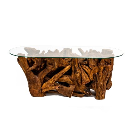 Woodland Collection Oval Glass CoffeeTable