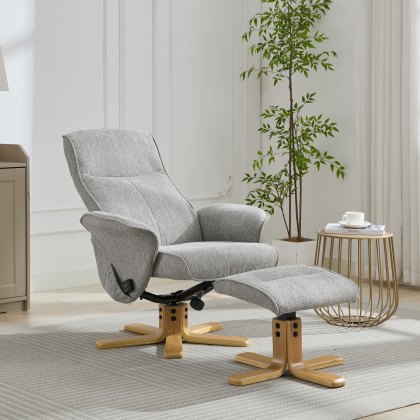 Alexia Heat Massage Chair & Stool in Grey