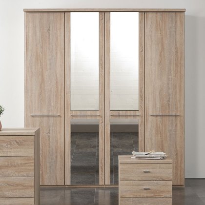 Wiemann Rhodes 4 Door Wardrobe With Centre Mirrors & Cornice Wiemann Rhodes 4 Door Wardrobe With Centre Mirrors & Cornice