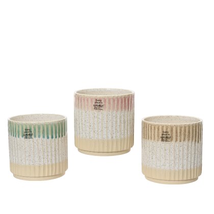 Kaemingk Stoneware Embossed Tricolour Planter Kaemingk Stoneware Embossed Tricolour Planter