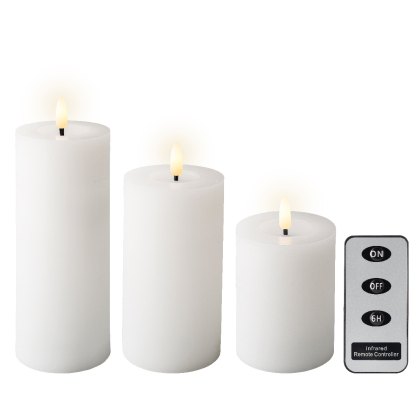 Kaemingk Pack of 3 Remote Controlled Warm White LED Candles Kaemingk Pack of 3 Remote Controlled Warm White LED Candles