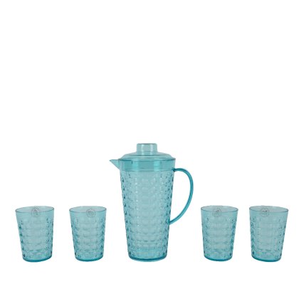 Kaemingk Blue Plastic Ball Pattern Jug Set Kaemingk Blue Plastic Ball Pattern Jug Set