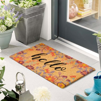 My Mat Printed Coir Floral Hello 45x75cm