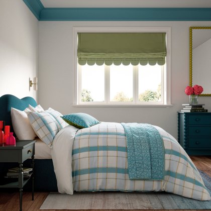 Land & Shore Rathlin Check Duvet Cover Set Green Land & Shore Rathlin Check Duvet Cover Set Green