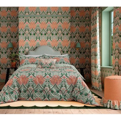 Morris & Co Helena Duvet Cover Set Peach Teal Morris & Co Helena Duvet Cover Set Peach Teal