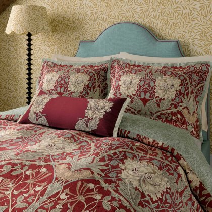 Morris & Co Honeysuckle & Tulip Duvet Cover Set Red and Gold