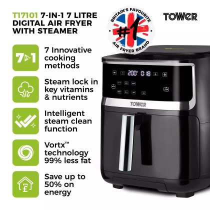 Tower Vortx 1700w 7L Steam Air Fryer