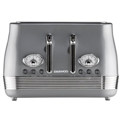 Daewoo Denver 4 Slice Toaster Smoked Grey Daewoo Denver 4 Slice Toaster Smoked Grey