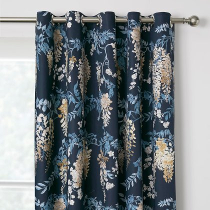 D&D Wisteria Eyelet Curtains Navy