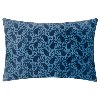 Paoletti Boteh Blue & Navy Printed Velvet Cushion