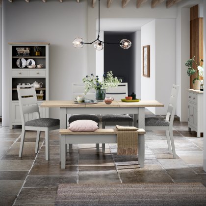 Cottage Collection Grey 1.2m Extending Dining Table, 4 Chairs & Bench Cottage Collection Grey 1.2m Extending Dining Table, 4 Chairs & Bench