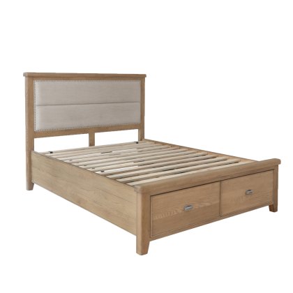 Heritage Oak Upholstered Bed Frame With Drawers Heritage Oak Upholstered Bed Frame With Drawers
