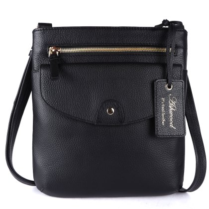 Ashwood Leather Chester Black Front Pouch Crossbody Bag