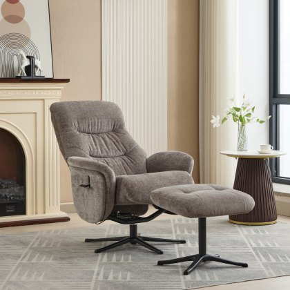 Nevada Swivel Chair & Stool Set in Ash Fabric