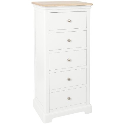 Broadway 5 Drawer Tallboy in White Broadway 5 Drawer Tallboy in White