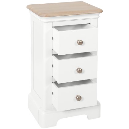 Broadway 3 Drawer Compact Bedside Table in White Broadway 3 Drawer Compact Bedside Table in White