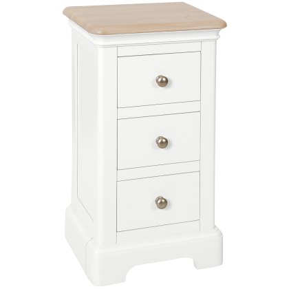 Broadway 3 Drawer Compact Bedside Table in White Broadway 3 Drawer Compact Bedside Table in White