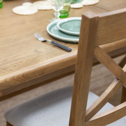Manor Oak 2m Extending Crossed Leg Dining Table with 5 Cross Back Chairs & Bench Manor Oak 2m Extending Crossed Leg Dining Table with 5 Cross Back Chairs & Bench
