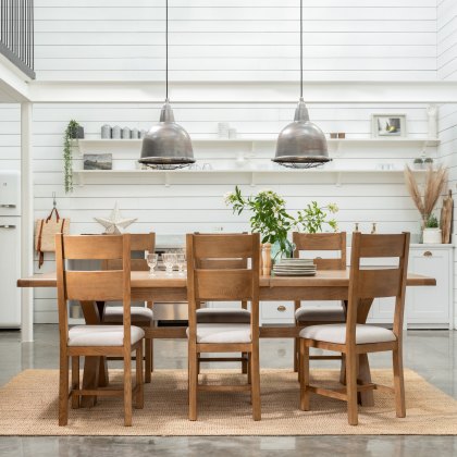 Manor Oak 2m Extending Crossed Leg Dining Table with 6 Ladder Back Chairs Manor Oak 2m Extending Crossed Leg Dining Table with 6 Ladder Back Chairs