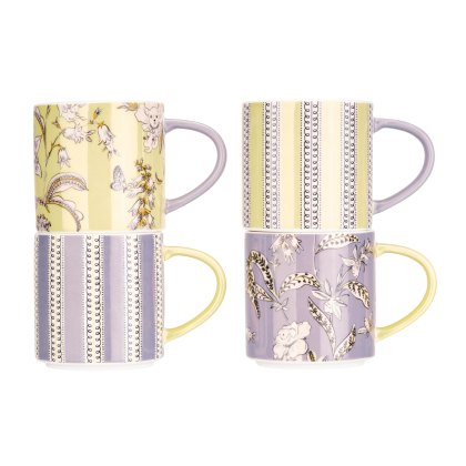Cath Kidston Wisteria Set of 4 Stacking Mugs Cath Kidston Wisteria Set of 4 Stacking Mugs