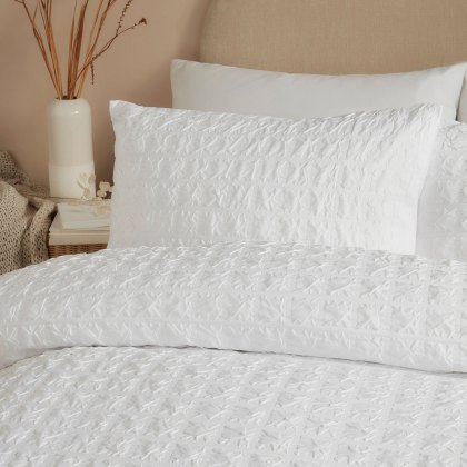 Serene White Embossed Grid Duvet Set Serene White Embossed Grid Duvet Set
