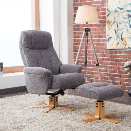 Dubai Swivel Chair and Stool Set in Lisbon Grey Dubai Swivel Chair and Stool Set in Lisbon Grey