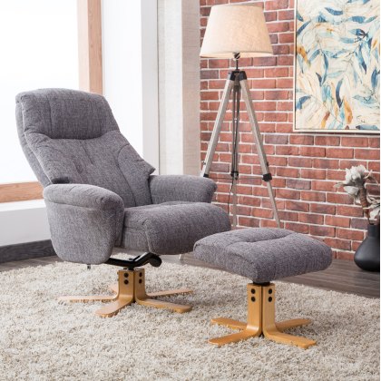 Dubai Swivel Chair and Stool Set in Lisbon Grey Dubai Swivel Chair and Stool Set in Lisbon Grey