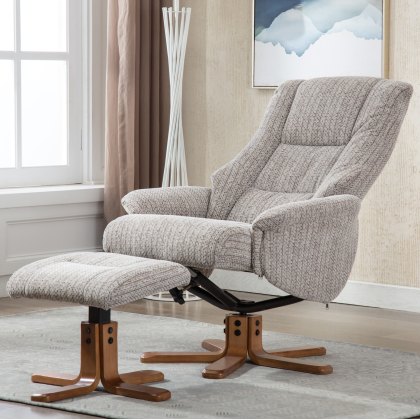 Florida Swivel Recliner Chair and Stool Set in Wheat Florida Swivel Recliner Chair and Stool Set in Wheat