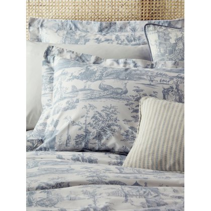 Laura Ashley Braysmith Toile Blue Duvet Cover Set Laura Ashley Braysmith Toile Blue Duvet Cover Set