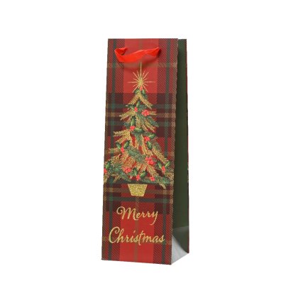 Kaemingk Check Christmas Tree Bottle Bag Kaemingk Check Christmas Tree Bottle Bag