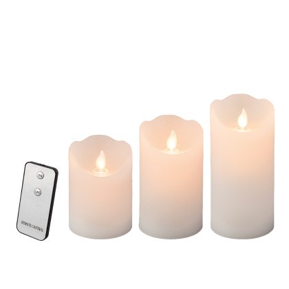 Kaemingk Set of 3 White Remote LED Candles Kaemingk Set of 3 White Remote LED Candles